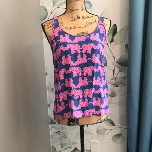 Lilly Pulitzer silk elephant zip tank. Size small